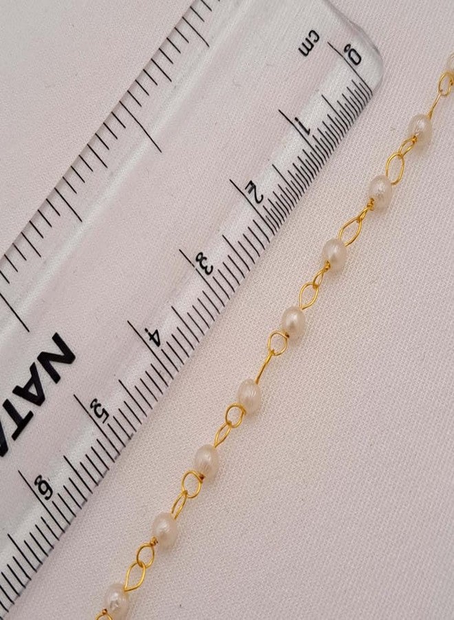 meryCraft Acrylic Pearl Beads Aati Chain in Long Lasting Brass Wire Fine Quality for Jewellery Making and Crafts Work Pack of 1 Mtrs - Image 4